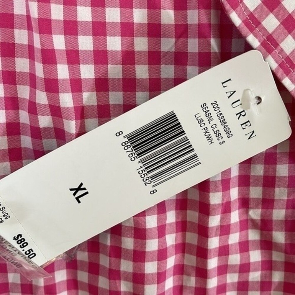 Lauren Ralph Lauren Gingham Print 3/4 Sleeve Button Shirt NEW - Picture 4 of 6